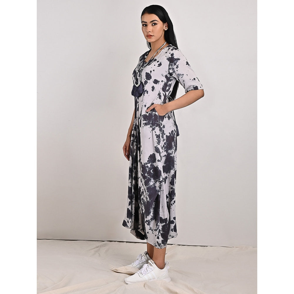 Bohame Emma Two- Way Tie Dye Dress Cum Jumpsuit with Neckpiece (Set of 2)