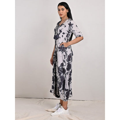 Bohame Emma Two- Way Tie Dye Dress Cum Jumpsuit with Neckpiece (Set of 2)