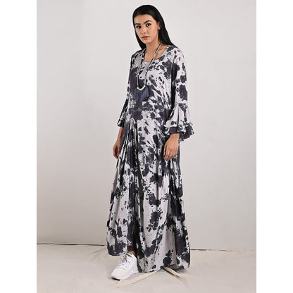 Bohame Chloe Light Grey Pleated Dress with Neckpiece (Set of 2)