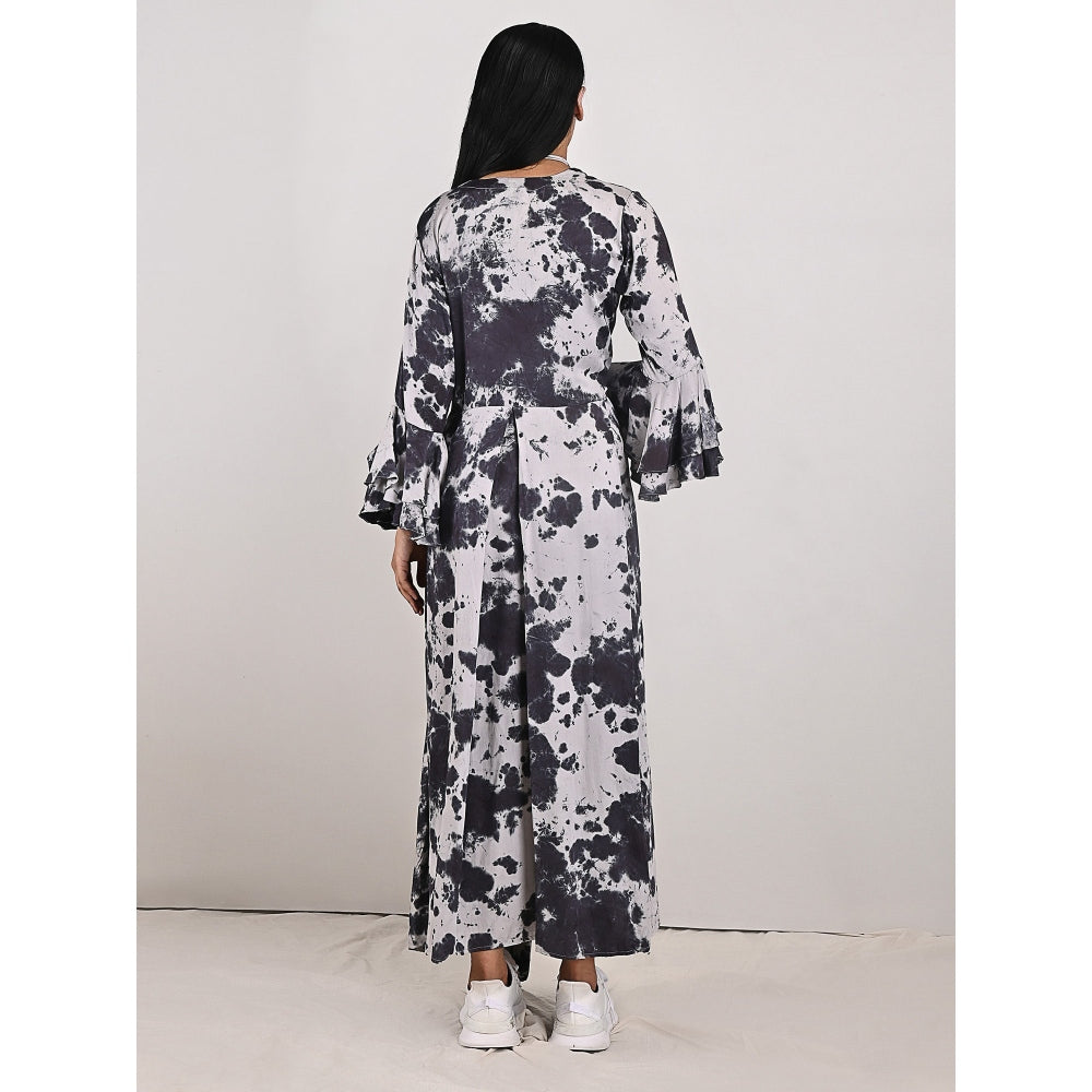 Bohame Chloe Light Grey Pleated Dress with Neckpiece (Set of 2)