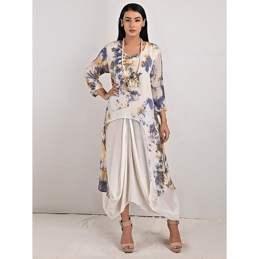Bohame Darcy Cream High-Low Cowl Boho Dress with Neckpiece (Set of 2)