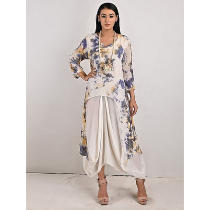 Bohame Darcy Cream High-Low Cowl Boho Dress with Neckpiece (Set of 2)