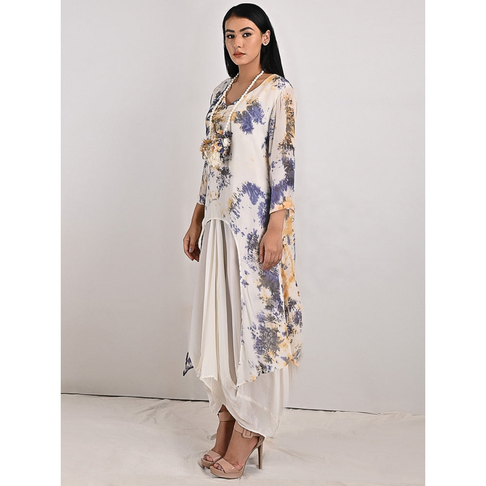 Bohame Darcy Cream High-Low Cowl Boho Dress with Neckpiece (Set of 2)