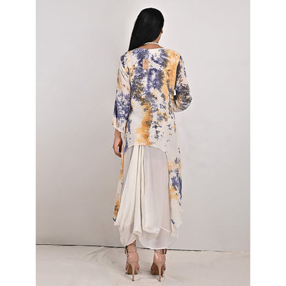 Bohame Darcy Cream High-Low Cowl Boho Dress with Neckpiece (Set of 2)