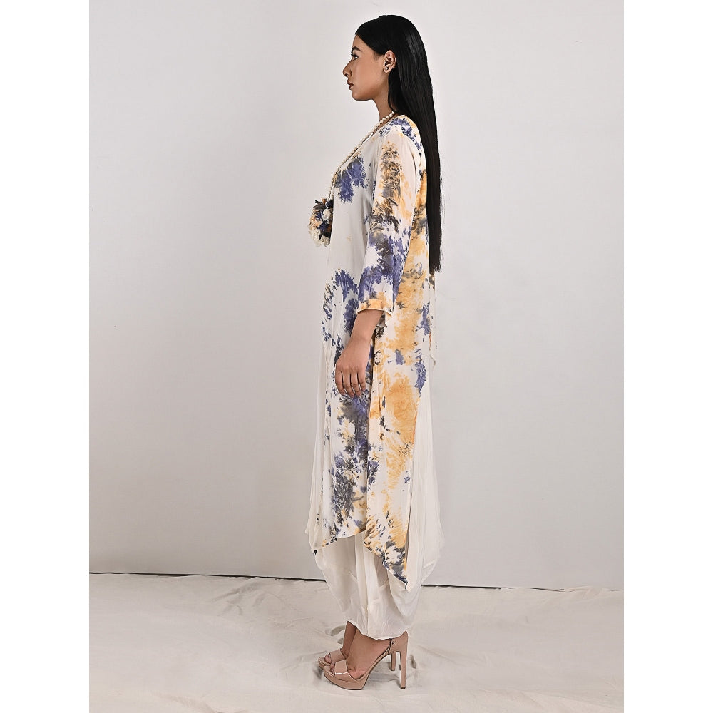 Bohame Darcy Cream High-Low Cowl Boho Dress with Neckpiece (Set of 2)