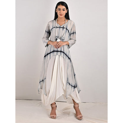 Bohame Eira Light Grey High-Low Cowl Boho Dress with Neckpiece (Set of 2)