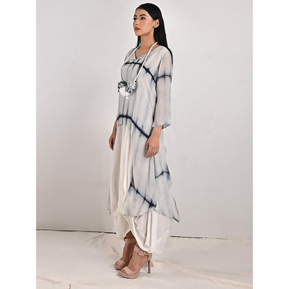 Bohame Eira Light Grey High-Low Cowl Boho Dress with Neckpiece (Set of 2)