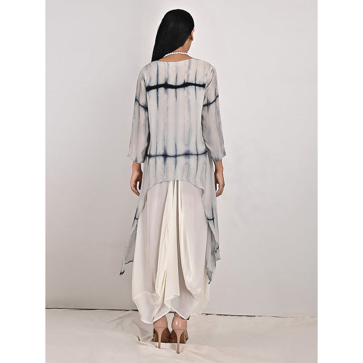 Bohame Eira Light Grey High-Low Cowl Boho Dress with Neckpiece (Set of 2)