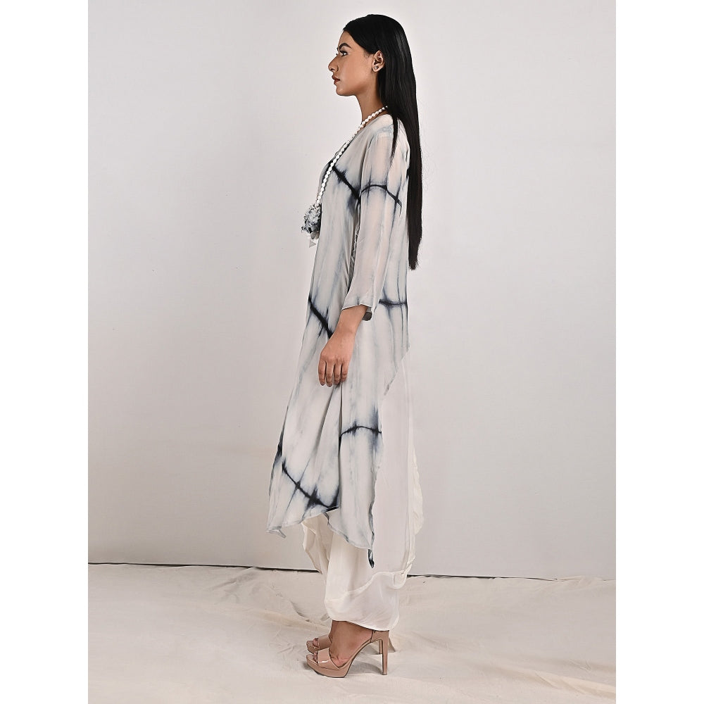 Bohame Eira Light Grey High-Low Cowl Boho Dress with Neckpiece (Set of 2)