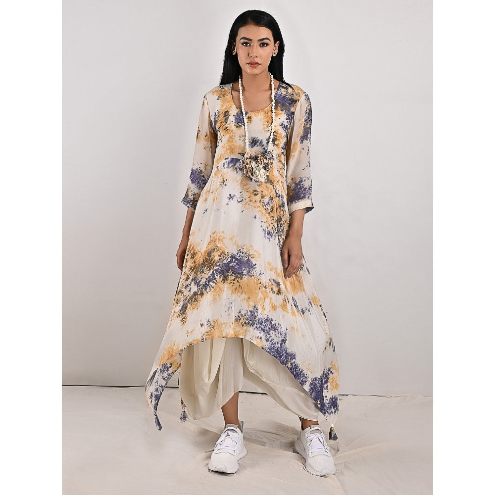 Bohame Cressida High-Low Cowl Boho Dress with Neckpiece (Set of 2)