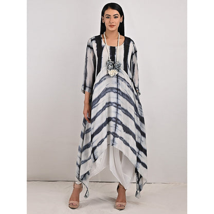 Bohame Fleur Tie-Dye Indo Western Dress with Neckpiece (Set of 2)