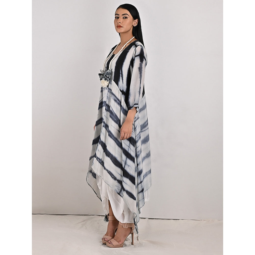 Bohame Fleur Tie-Dye Indo Western Dress with Neckpiece (Set of 2)