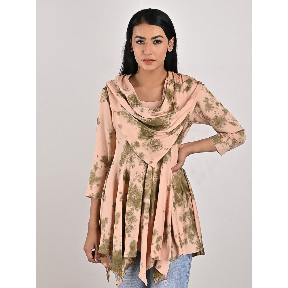 Bohame Lona Beige Tie-Dye Frill Top