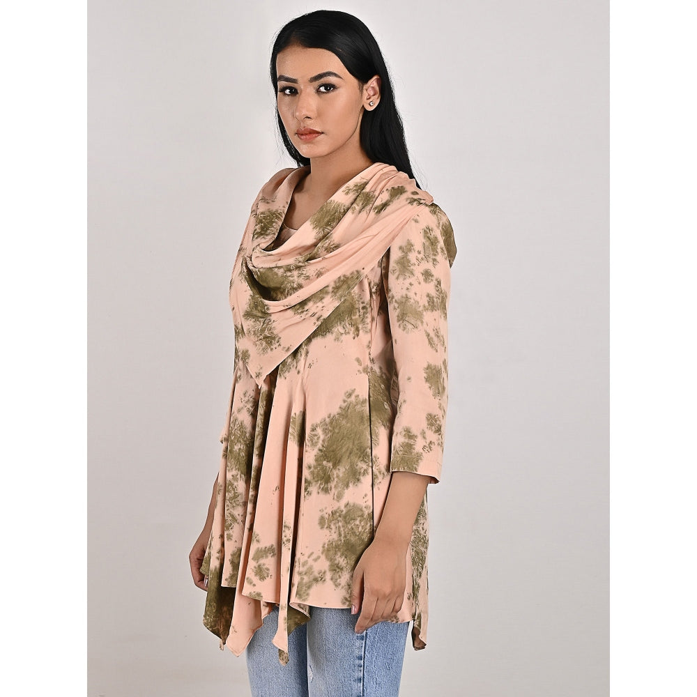Bohame Lona Beige Tie-Dye Frill Top