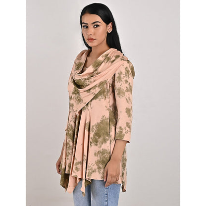 Bohame Lona Beige Tie-Dye Frill Top