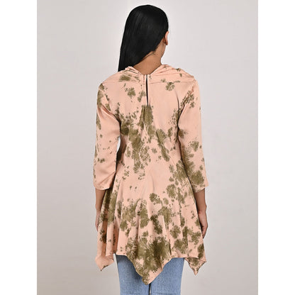 Bohame Lona Beige Tie-Dye Frill Top