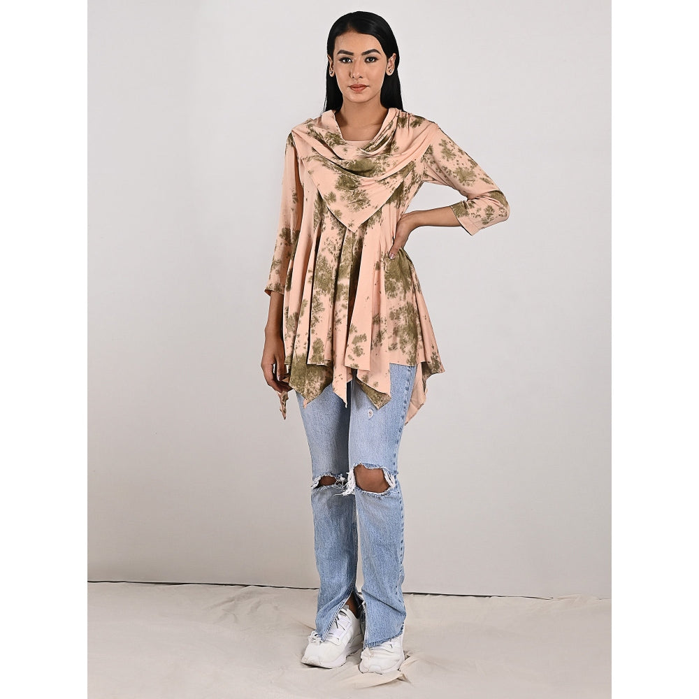 Bohame Lona Beige Tie-Dye Frill Top