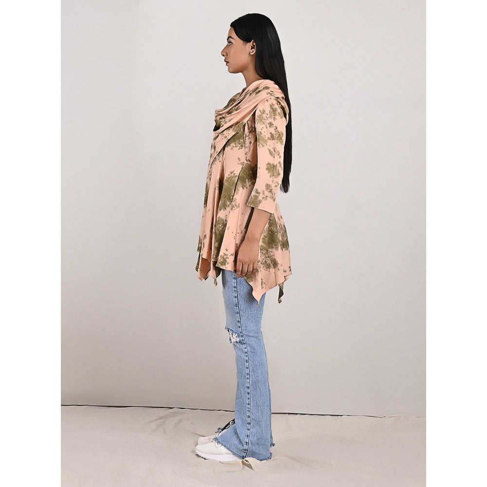 Bohame Lona Beige Tie-Dye Frill Top