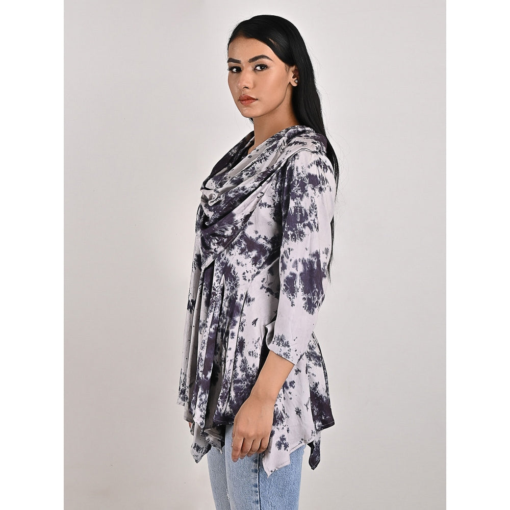 Bohame Layla Light Grey Tie-Dye Frill Top