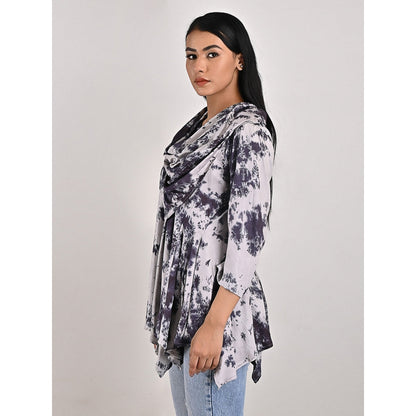 Bohame Layla Light Grey Tie-Dye Frill Top