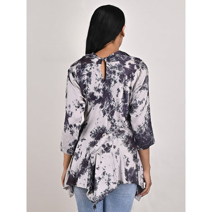 Bohame Layla Light Grey Tie-Dye Frill Top