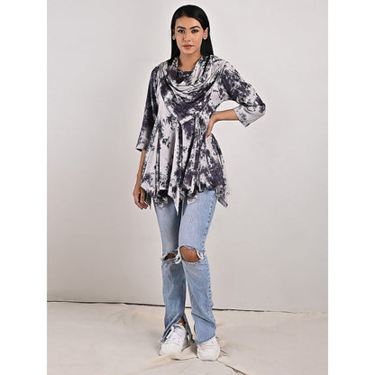 Bohame Layla Light Grey Tie-Dye Frill Top