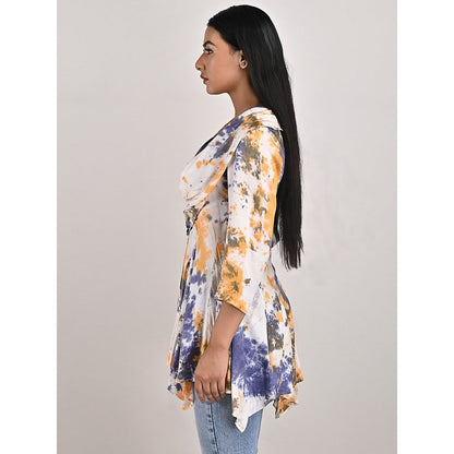 Bohame Maisie Cream Tie-Dye Frill Top