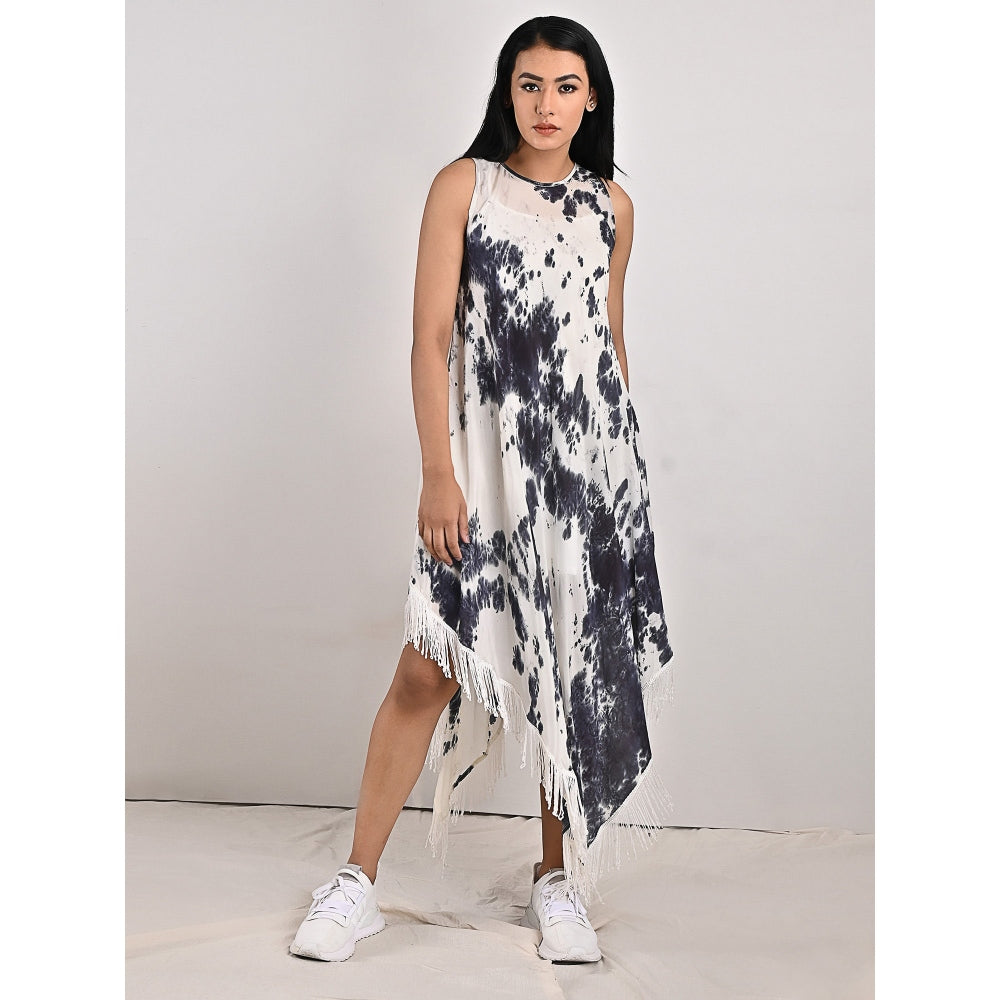Bohame Noah Fringed Tie-Dye Dress with Spaghetti Top (Set of 2)