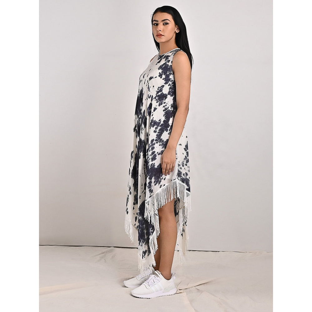 Bohame Noah Fringed Tie-Dye Dress with Spaghetti Top (Set of 2)