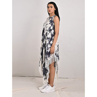 Bohame Noah Fringed Tie-Dye Dress with Spaghetti Top (Set of 2)