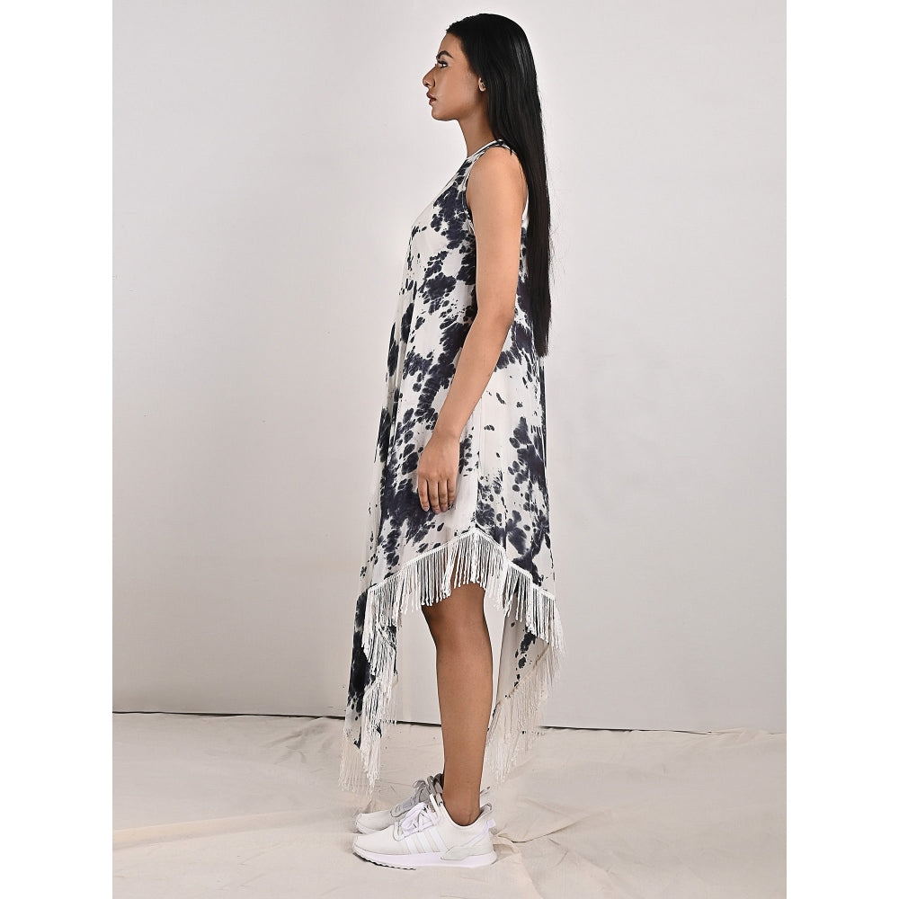 Bohame Noah Fringed Tie-Dye Dress with Spaghetti Top (Set of 2)