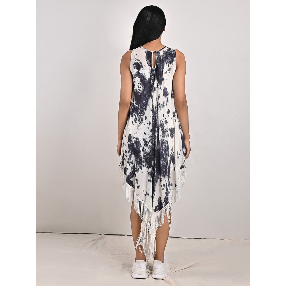 Bohame Noah Fringed Tie-Dye Dress with Spaghetti Top (Set of 2)