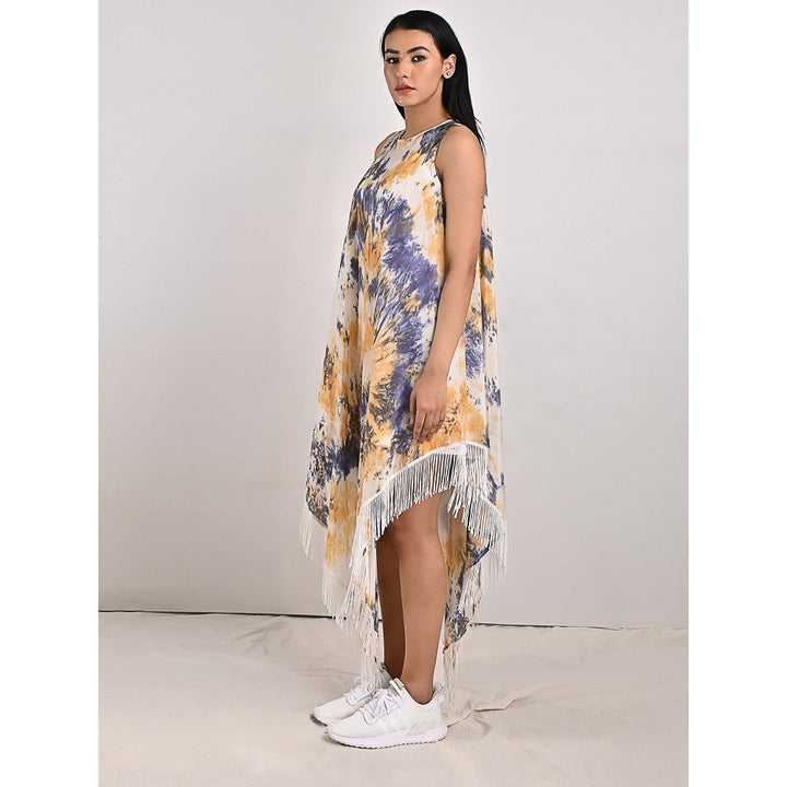 Bohame Donna Fringed Tie-Dye Dress with Spaghetti Top (Set of 2)