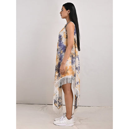 Bohame Donna Fringed Tie-Dye Dress with Spaghetti Top (Set of 2)