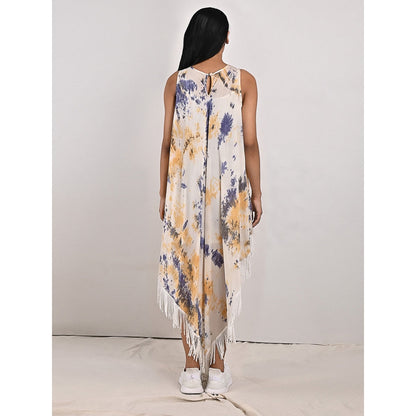 Bohame Donna Fringed Tie-Dye Dress with Spaghetti Top (Set of 2)