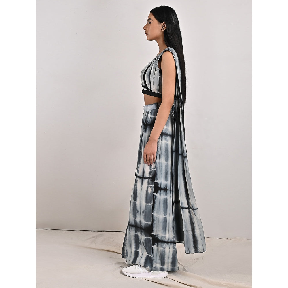 Bohame Alafia Light Grey Concept Saree (Set of 2)