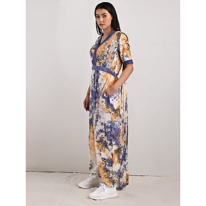 Bohame Nora Mustard & Blue Splotch Concept Saree