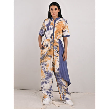 Bohame Sandra Crepe Blue & Mustard Concept Saree