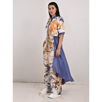 Bohame Sandra Crepe Blue & Mustard Concept Saree