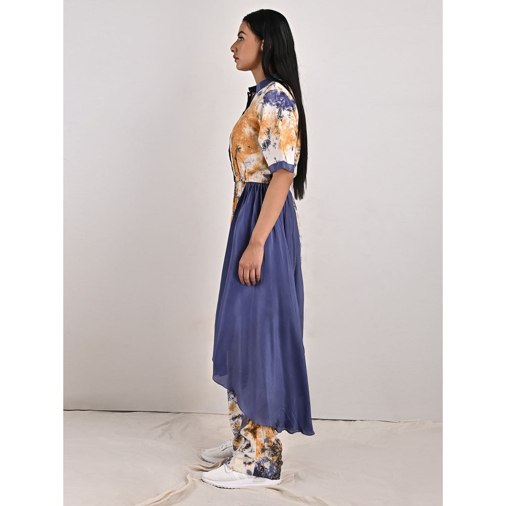 Bohame Sandra Crepe Blue & Mustard Concept Saree