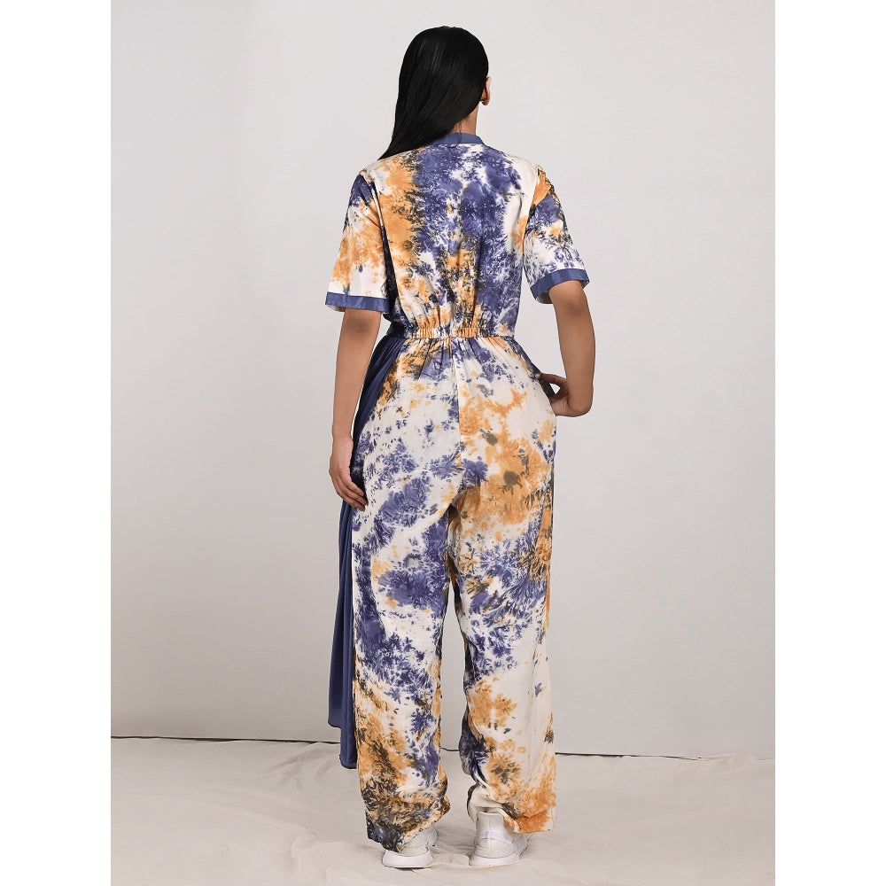 Bohame Sandra Crepe Blue & Mustard Concept Saree