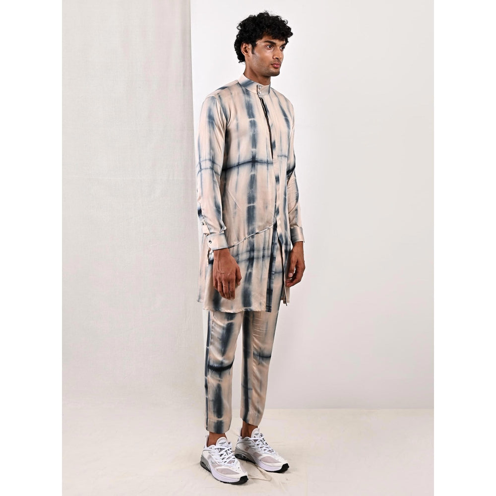 Bohame Joshua Blue and Beige Kurta (Set of 2)