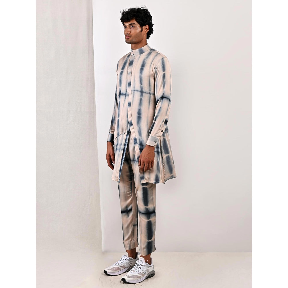 Bohame Joshua Blue and Beige Kurta (Set of 2)