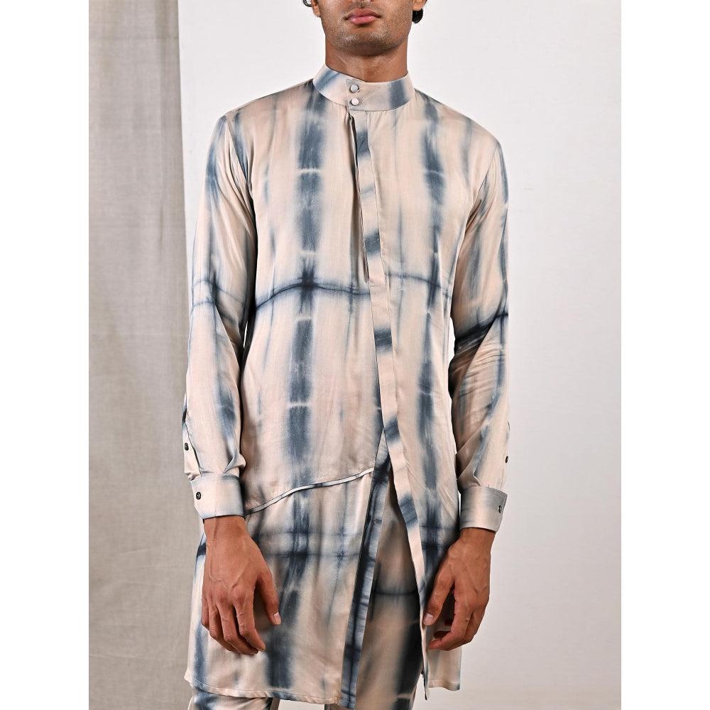 Bohame Joshua Blue and Beige Kurta (Set of 2)