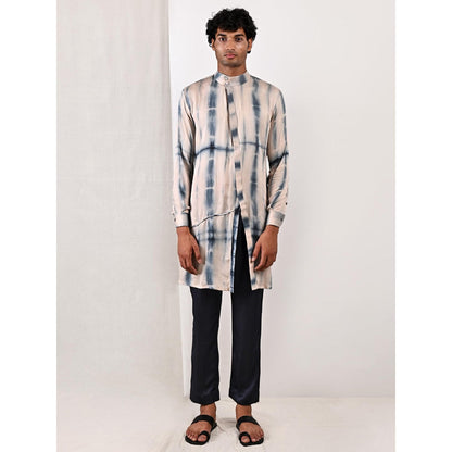 Bohame Ethan Blue and Grey Asymmetric Kurta (Set of 2)