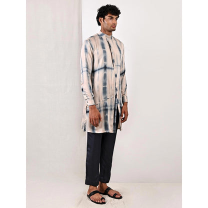 Bohame Ethan Blue and Grey Asymmetric Kurta (Set of 2)
