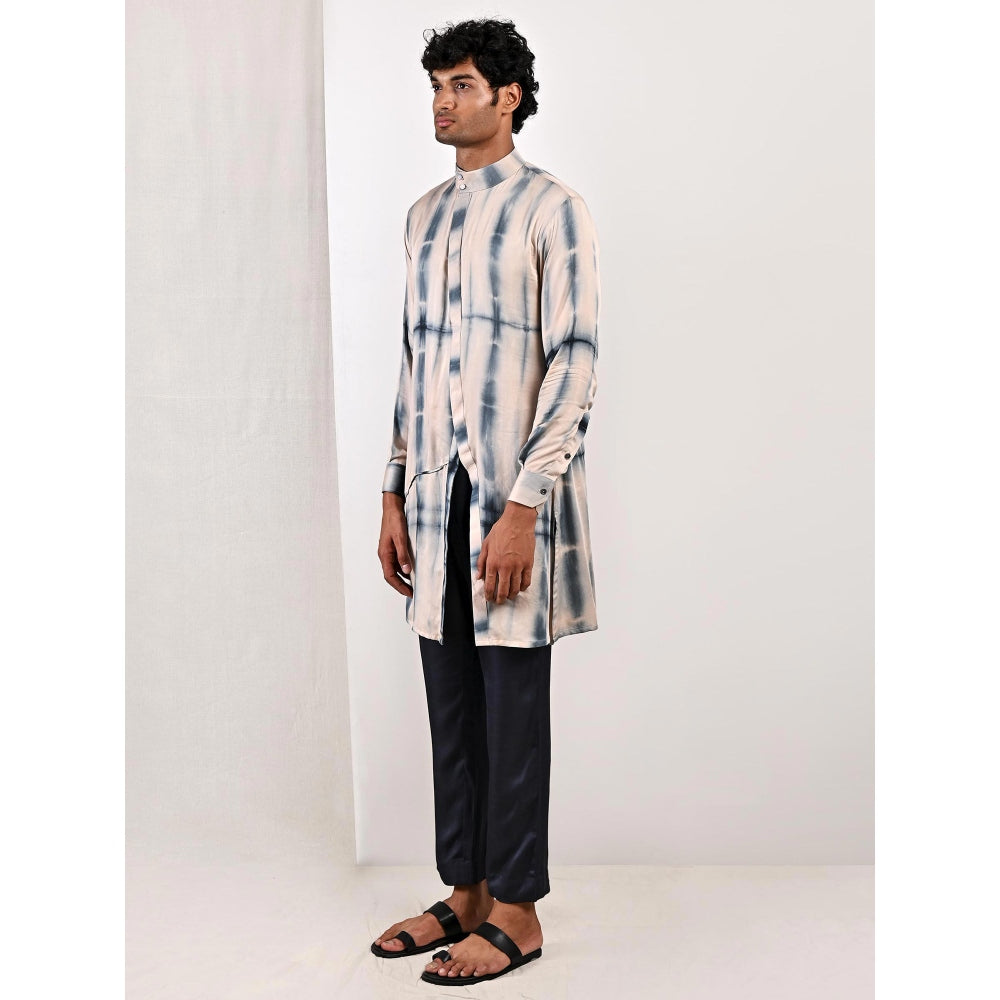 Bohame Ethan Blue and Grey Asymmetric Kurta (Set of 2)