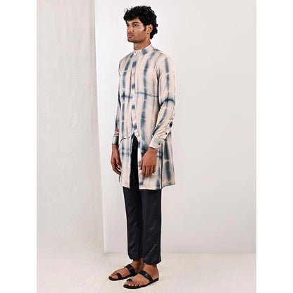 Bohame Ethan Blue and Grey Asymmetric Kurta (Set of 2)