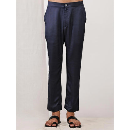 Bohame Ethan Blue and Grey Asymmetric Kurta (Set of 2)