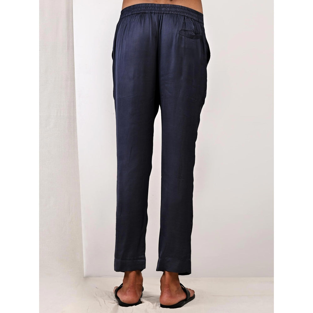 Bohame Ethan Blue and Grey Asymmetric Kurta (Set of 2)